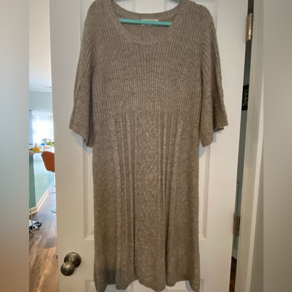 Grey long sleeve sweater dress.